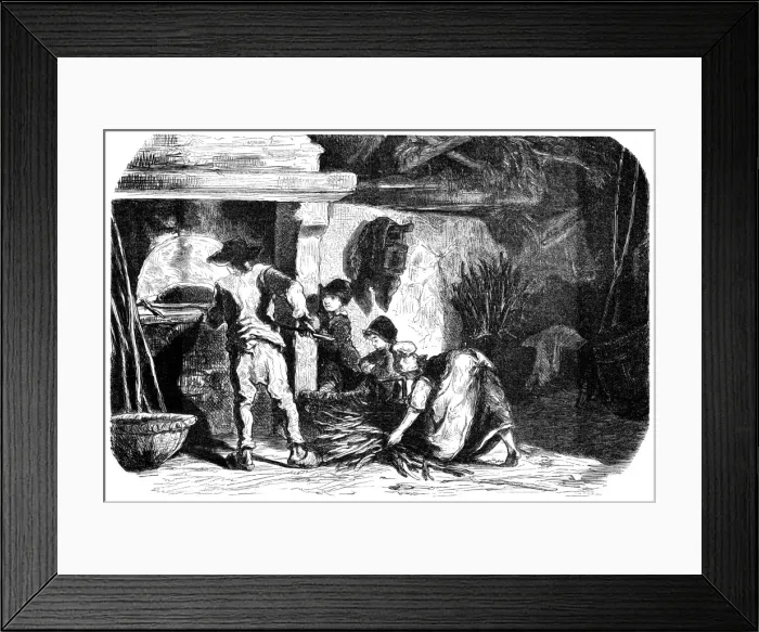 Framed Print : Baking Day at Farm 1855