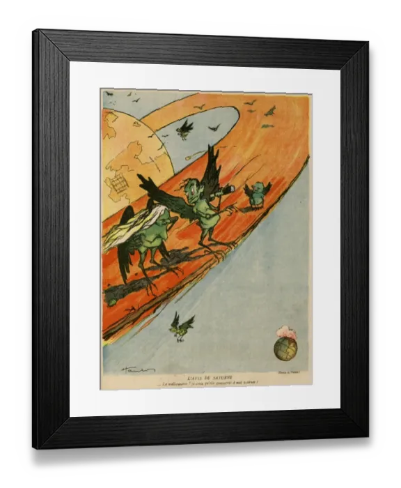 Framed Print : Cartoon, The opinion of Saturn, WW1 Framed Print : Cartoon, The opinion of Saturn, WW1