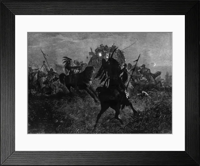 Framed Print : Indians Attack Coach / Iln Framed Print : Indians Attack Coach / Iln