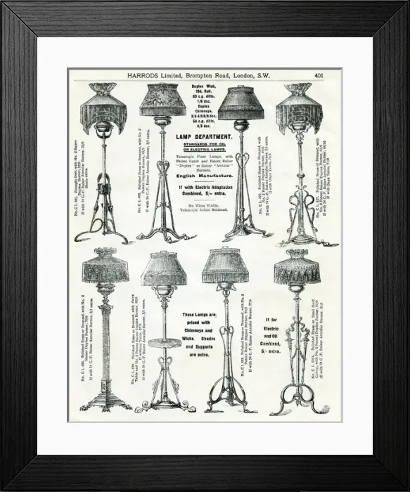 Framed Print : Trade catalogue of lamp stands and shades 1911 Framed Print : Trade catalogue of lamp stands and shades 1911