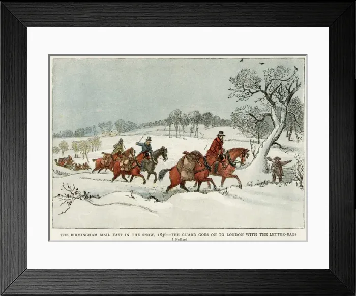 Framed Print : Birmingham mail in snow 1836 Framed Print : Birmingham mail in snow 1836