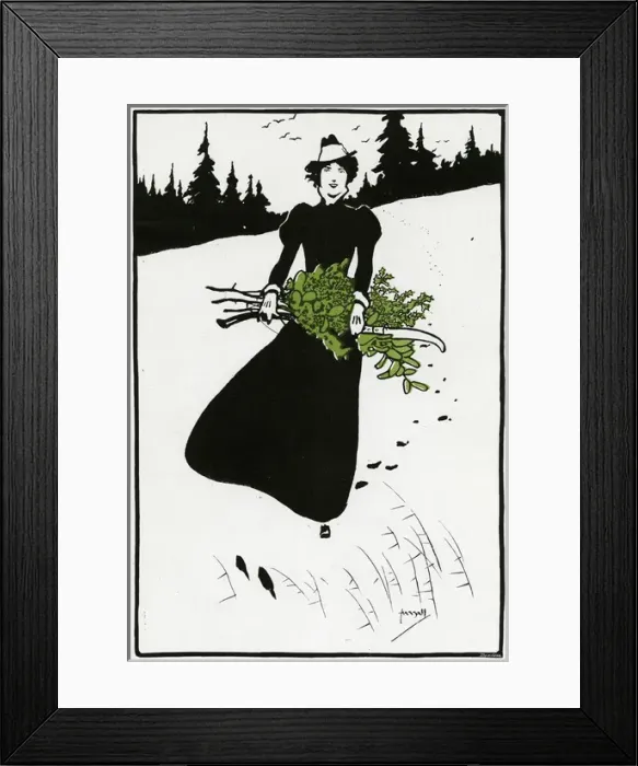 Framed Print : Girl gathers Christmas decorations, 1898 Framed Print : Girl gathers Christmas decorations, 1898
