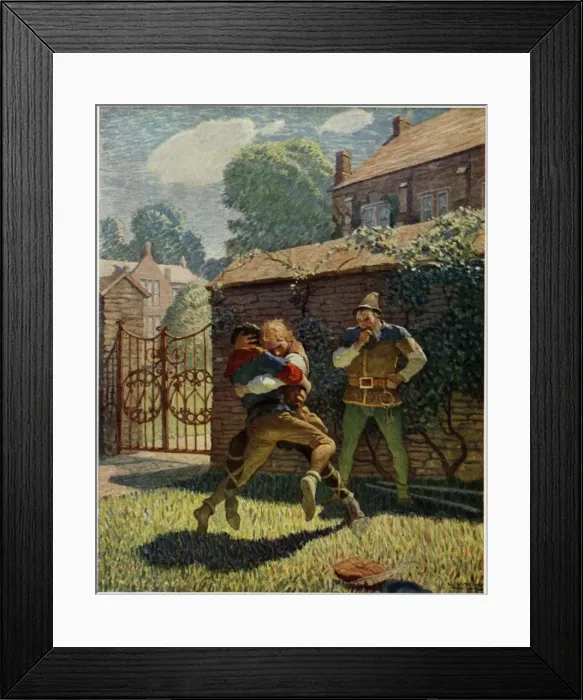 Framed Print : Little John wrestles at gamewell Framed Print : Little John wrestles at gamewell