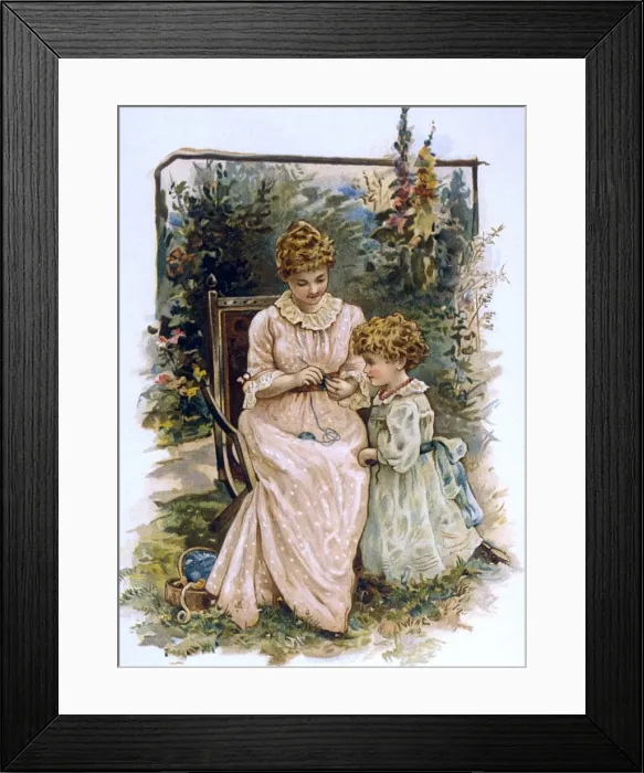 Framed Print : Knitting Lesson Framed Print : Knitting Lesson