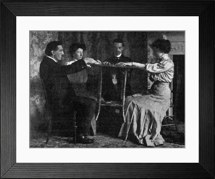 Framed Print : Paranormal: William S. Marriott simulates table lifting Framed Print : Paranormal: William S. Marriott simulates table lifting