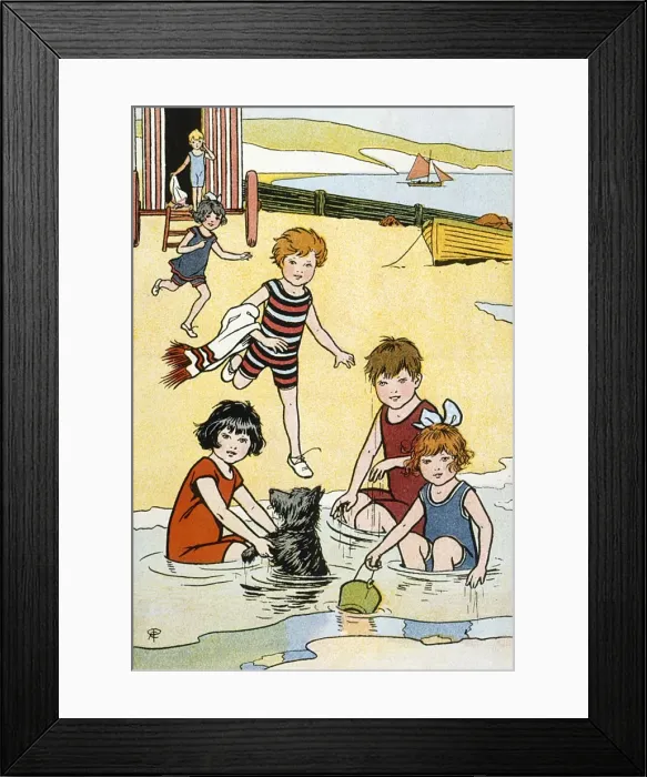 Framed Print : Children at seaside, 1913 Framed Print : Children at seaside, 1913