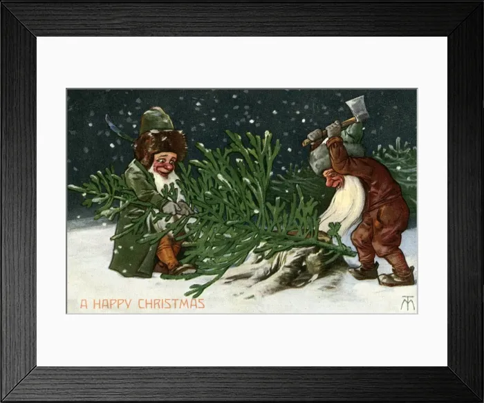 Framed Print : Gnomes shop down Christmas tree Framed Print : Gnomes shop down Christmas tree