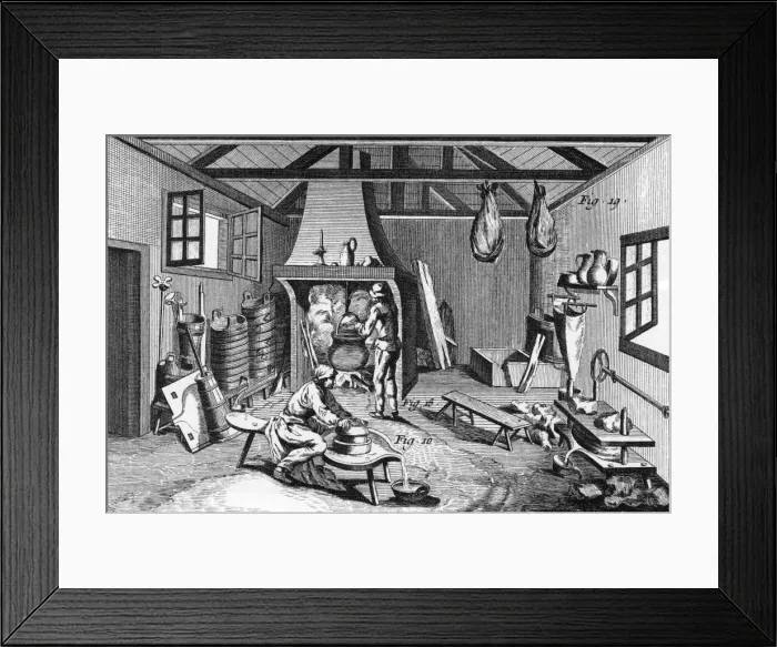 Framed Print : Diderot Cheese Making