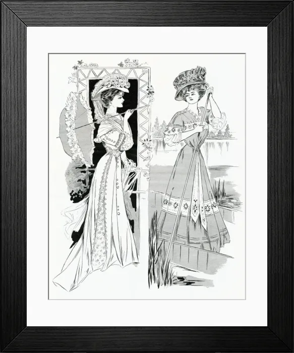 Framed Print : Two women in summer clothing for Henley Regatta 1907 Framed Print : Two women in summer clothing for Henley Regatta 1907