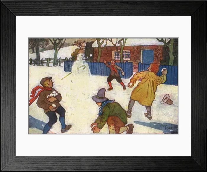Framed Print : Snowballing Snowman / Framed Print : Snowballing Snowman /