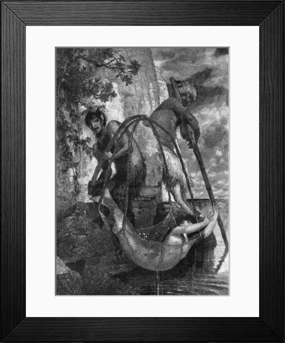Framed Print : Pan Nets Mermaid