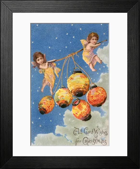 Framed Print : Card - Kids & Lanterns Framed Print : Card - Kids & Lanterns