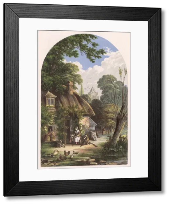 Framed Print : Cottagers / Arch Shape Pic Framed Print : Cottagers / Arch Shape Pic