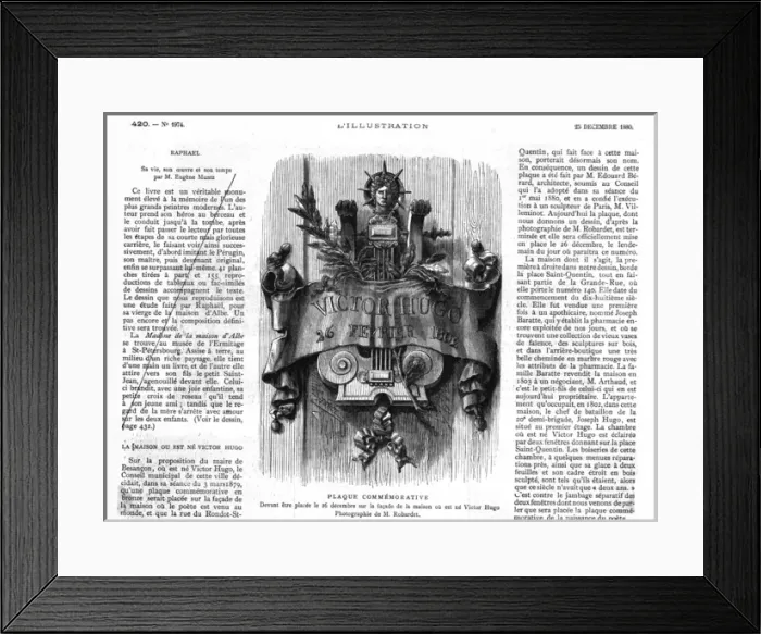 Framed Print : Victor Hugo / Plaque Framed Print : Victor Hugo / Plaque