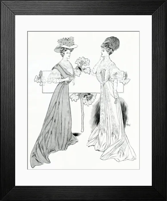 Framed Print : Women wearing Edwardian dresses 1907 Framed Print : Women wearing Edwardian dresses 1907