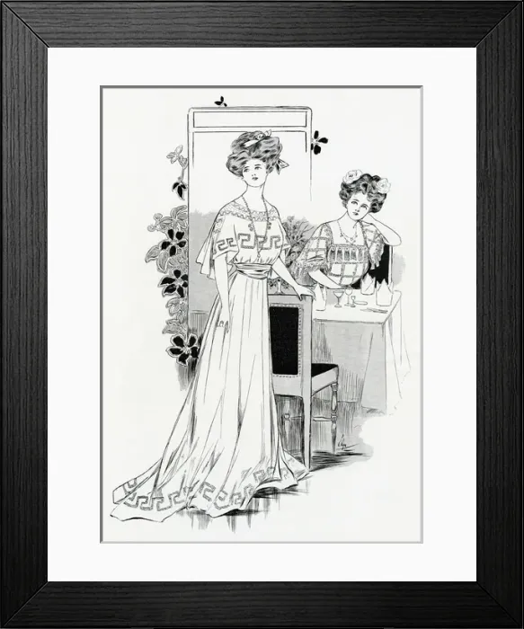 Framed Print : Simple dining dress 1907 Framed Print : Simple dining dress 1907