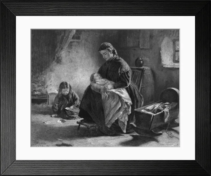 Framed Print : Mother&kids, Cottage Home Framed Print : Mother&kids, Cottage Home