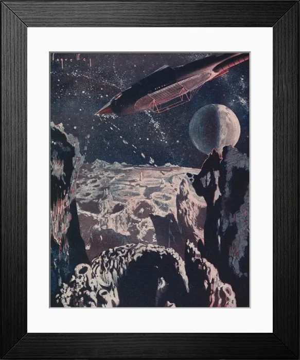 Framed Print : Spaceship over Moon Framed Print : Spaceship over Moon