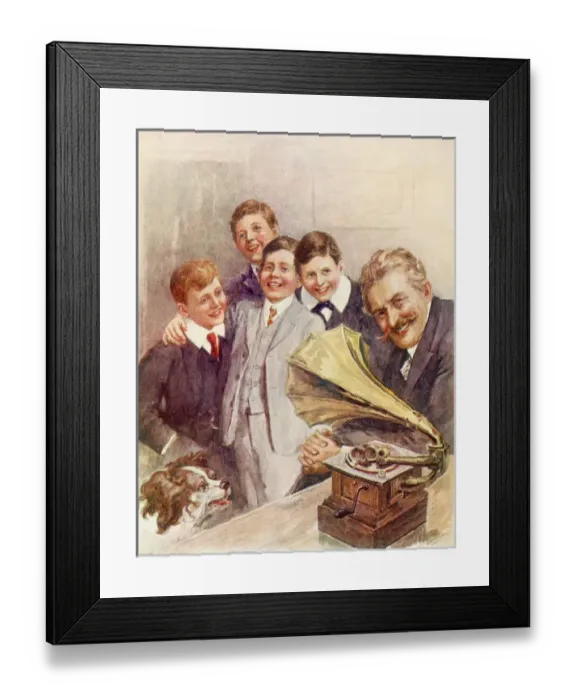Framed Print : Boys & Gramophone Framed Print : Boys & Gramophone