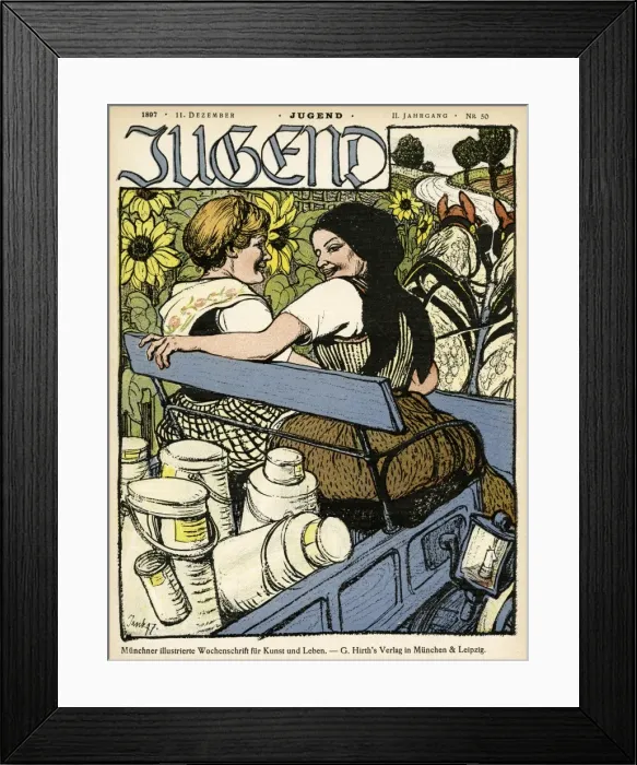 Framed Print : MILKMAIDS. Two milkmaids on their way to market with their milk. Date: 1897 Framed Print : MILKMAIDS. Two milkmaids on their way to market with their milk. Date: 1897