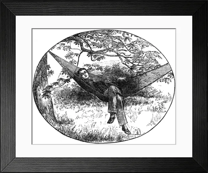 Framed Print : Man in Outdoor Hammock Framed Print : Man in Outdoor Hammock