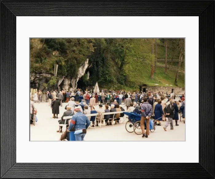 Framed Print : Pilgrims at the Grotto Framed Print : Pilgrims at the Grotto