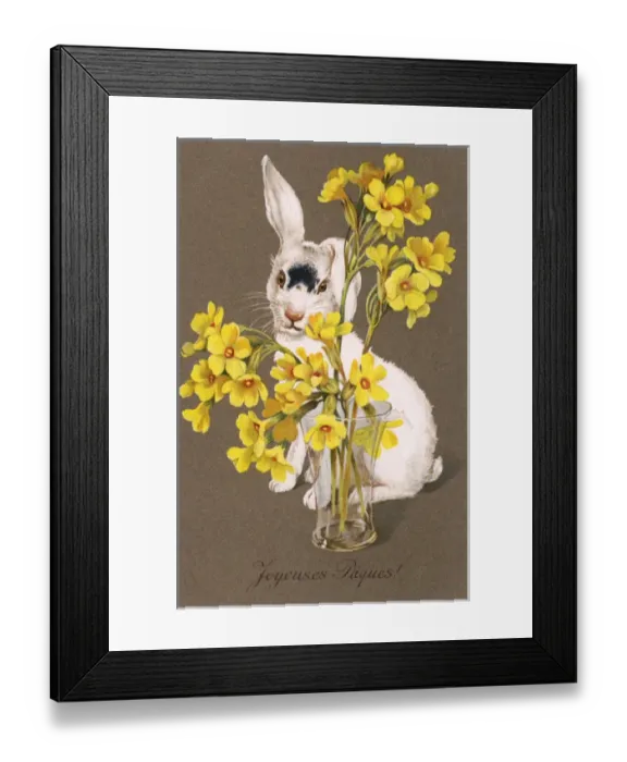 Framed Print : Bunny & Flower Vase Framed Print : Bunny & Flower Vase
