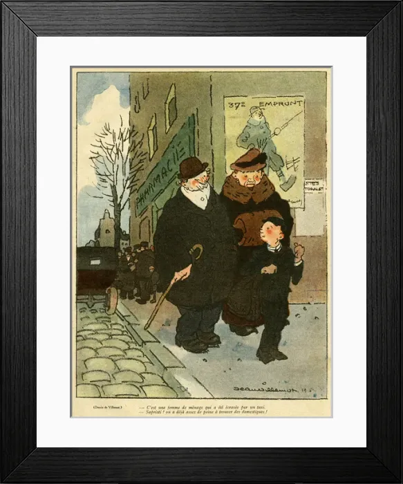 Framed Print : Cartoon, Walking past an accident Framed Print : Cartoon, Walking past an accident