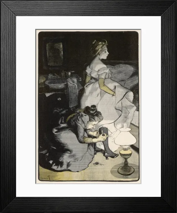 Framed Print : Maid Stitching Stocking Framed Print : Maid Stitching Stocking
