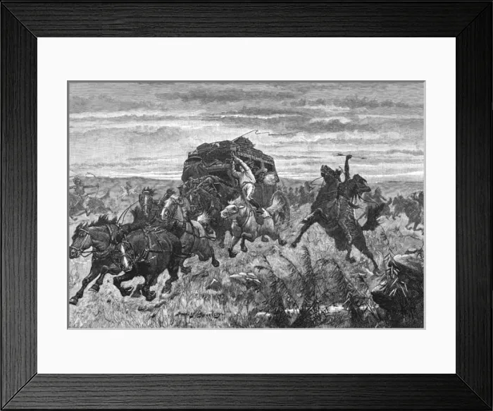 Framed Print : Indians Attack Coach Framed Print : Indians Attack Coach