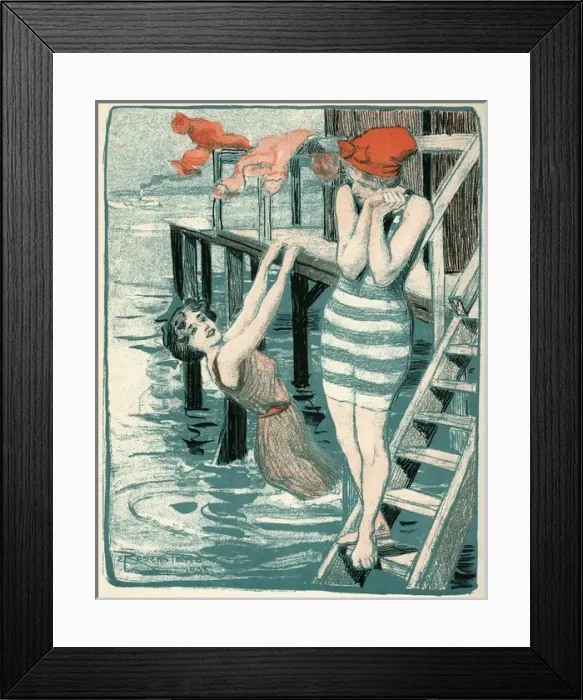 Framed Print : Girls Bathing Framed Print : Girls Bathing