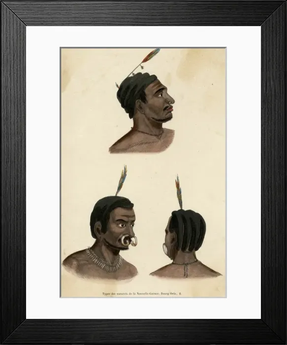 Framed Print : Racial / New Guinea 3 Men Framed Print : Racial / New Guinea 3 Men