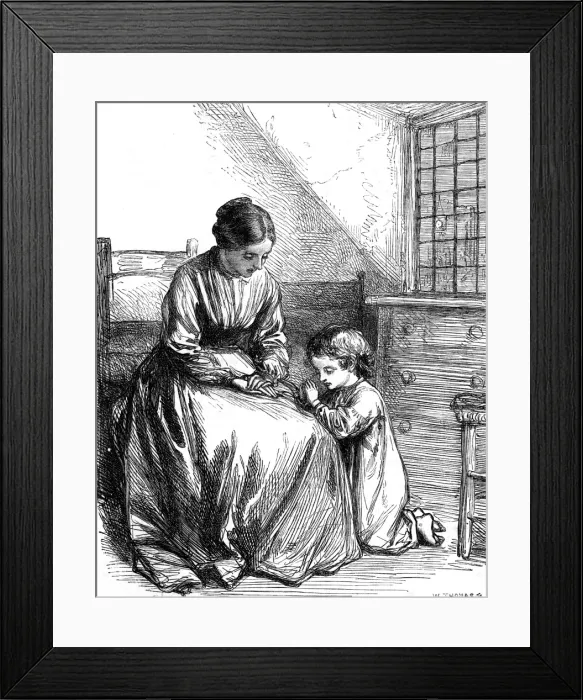Framed Print : Mother & Child Pray Framed Print : Mother & Child Pray