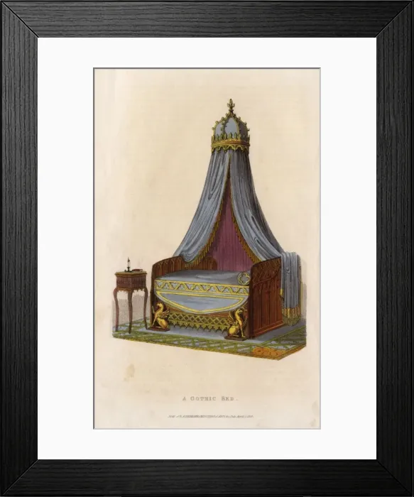 Framed Print : Gothic Style Bed Framed Print : Gothic Style Bed