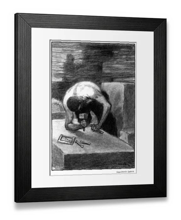 Framed Print : Stone Mason at Work