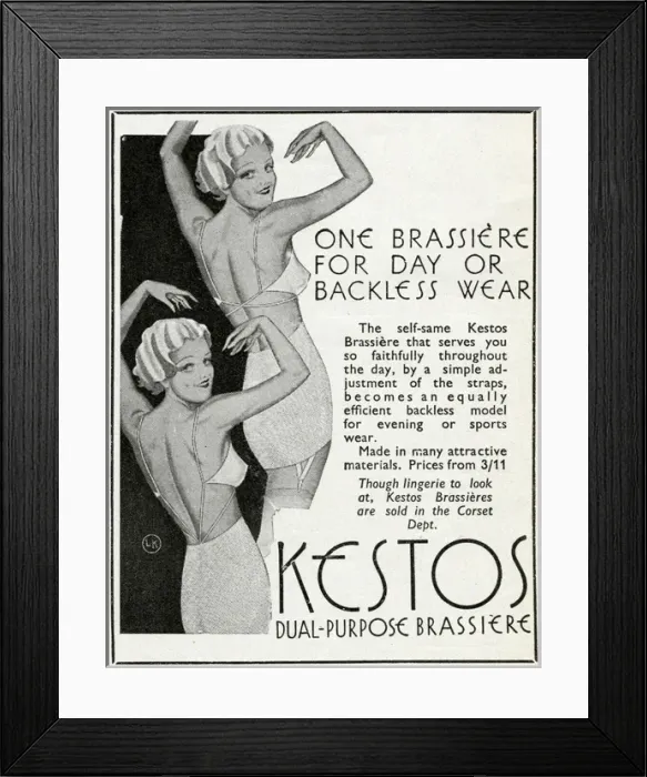 Framed Print : Advert for Kestos lingerie 1937 Framed Print : Advert for Kestos lingerie 1937