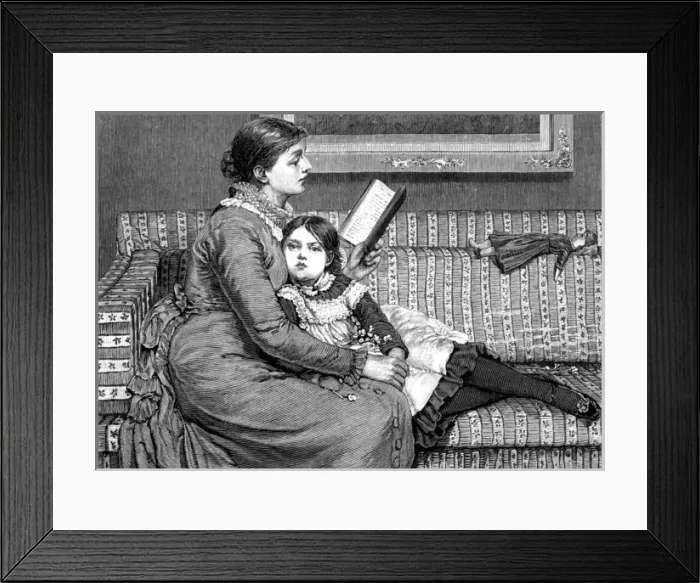 Framed Print : Reading to Alice / Leslie Framed Print : Reading to Alice / Leslie