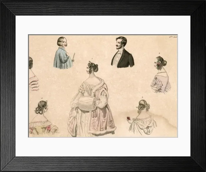 Framed Print : Hair Styles / Bon Ton / 1840 Framed Print : Hair Styles / Bon Ton / 1840