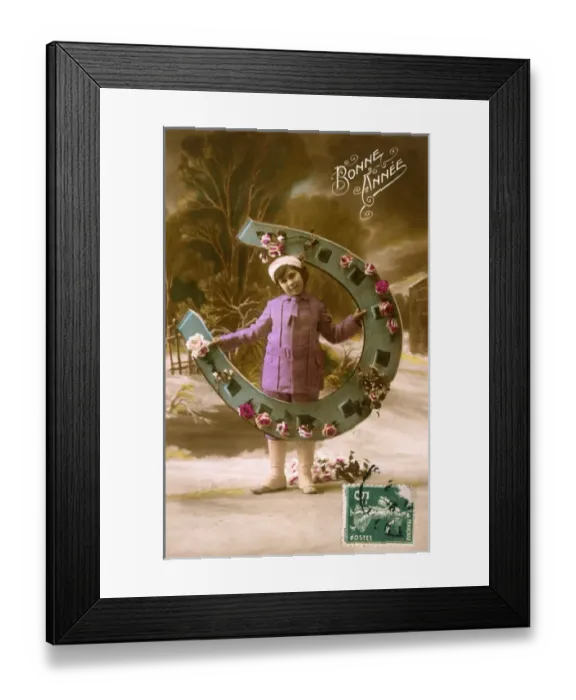 Framed Print : Girl and Horseshoe Framed Print : Girl and Horseshoe