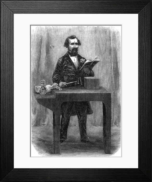 Framed Print : Charles Dickens reading to an audience Framed Print : Charles Dickens reading to an audience
