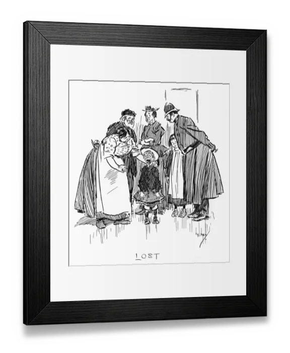 Framed Print : Lost Boy Crying 1896 Framed Print : Lost Boy Crying 1896