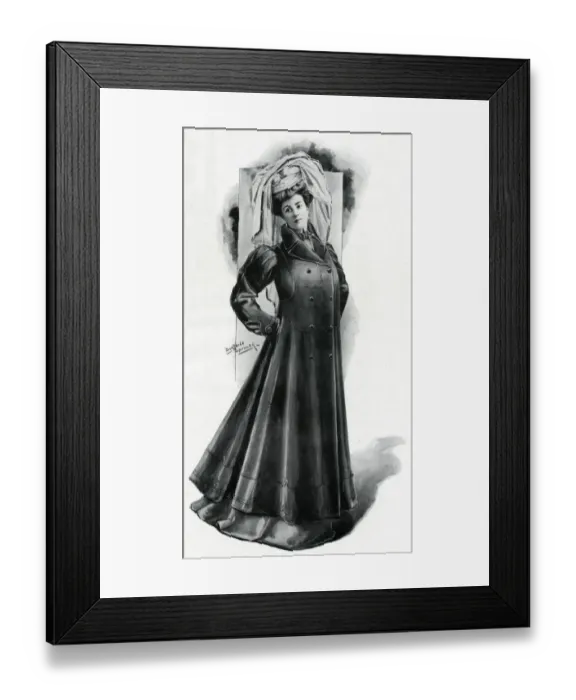 Framed Print : Womens motoring leather coat 1907 Framed Print : Womens motoring leather coat 1907