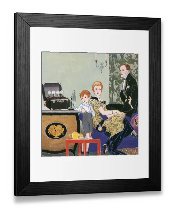 Framed Print : Family Listening In Framed Print : Family Listening In