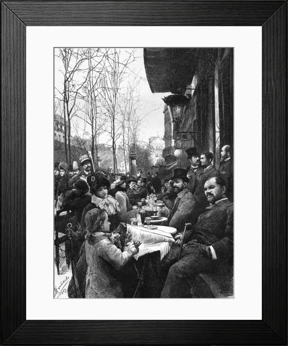 Framed Print : Terrace Cafe Scene 1884 Framed Print : Terrace Cafe Scene 1884