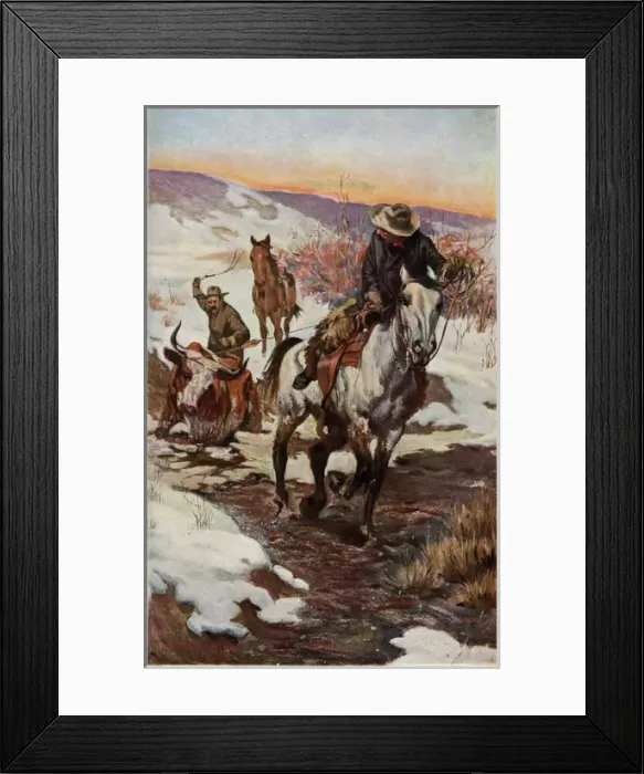 Framed Print : Cowboys Rescuing Cattle Framed Print : Cowboys Rescuing Cattle