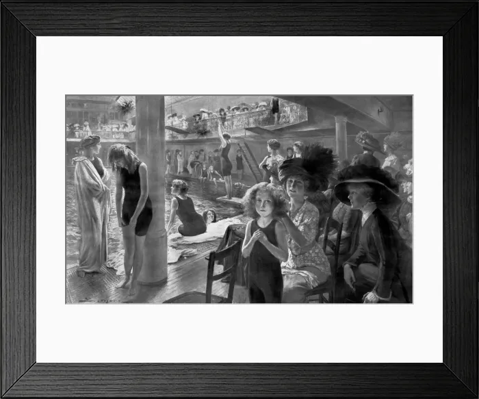 Framed Print : Swimming, Bath Club