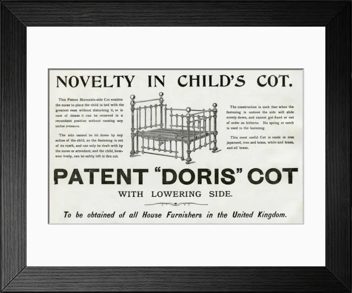 Framed Print : Advert for Doris, childs cots 1894 Framed Print : Advert for Doris, childs cots 1894