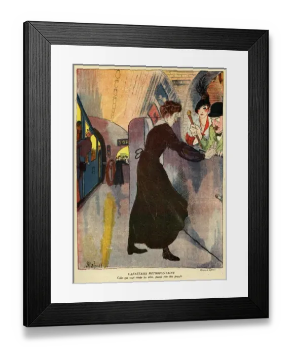 Framed Print : Cartoon, Metro Gate Closer, WW1 Framed Print : Cartoon, Metro Gate Closer, WW1