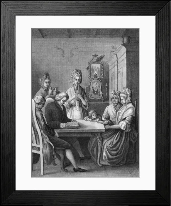 Framed Print : Father Reads to Family Framed Print : Father Reads to Family