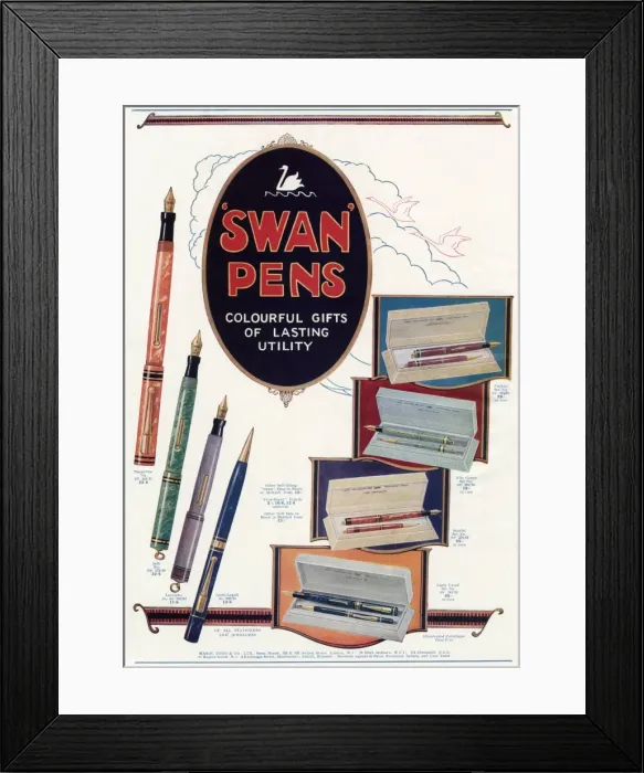 Framed Print : Advert for Swan pens 1929 Framed Print : Advert for Swan pens 1929